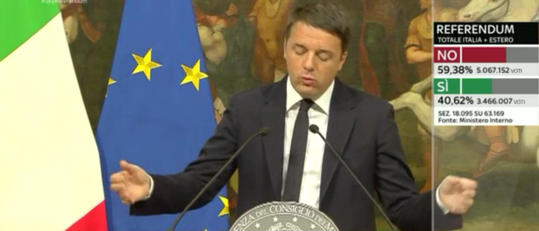 Renzi prende atto, domani dimissioni: «Il No ha vinto, mia la responsabilità della sconfitta»