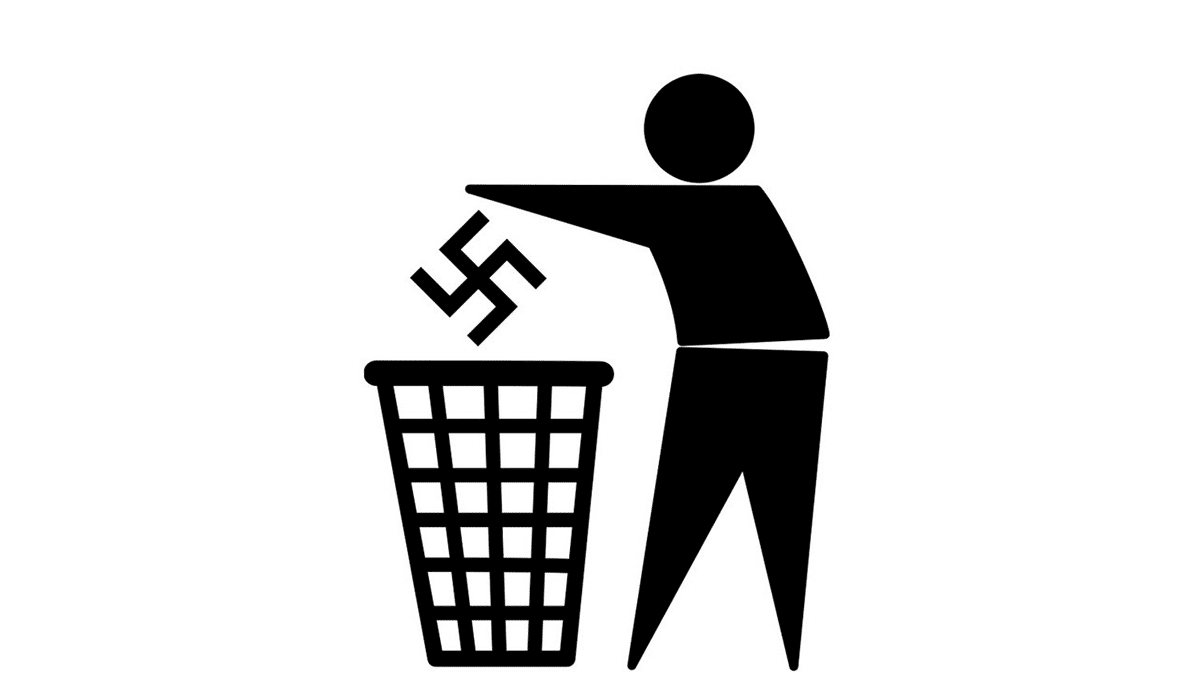 antifascismo svastica cestino