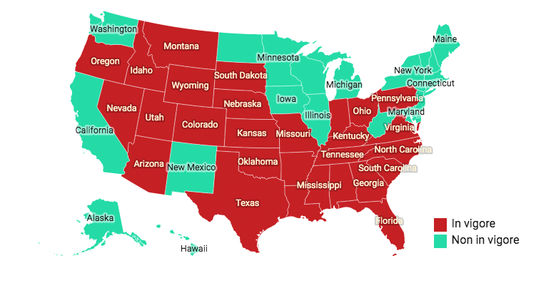 mappa pena di morte usa