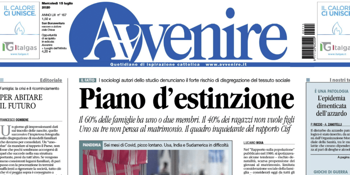 Avvenire del 15 luglio 2020