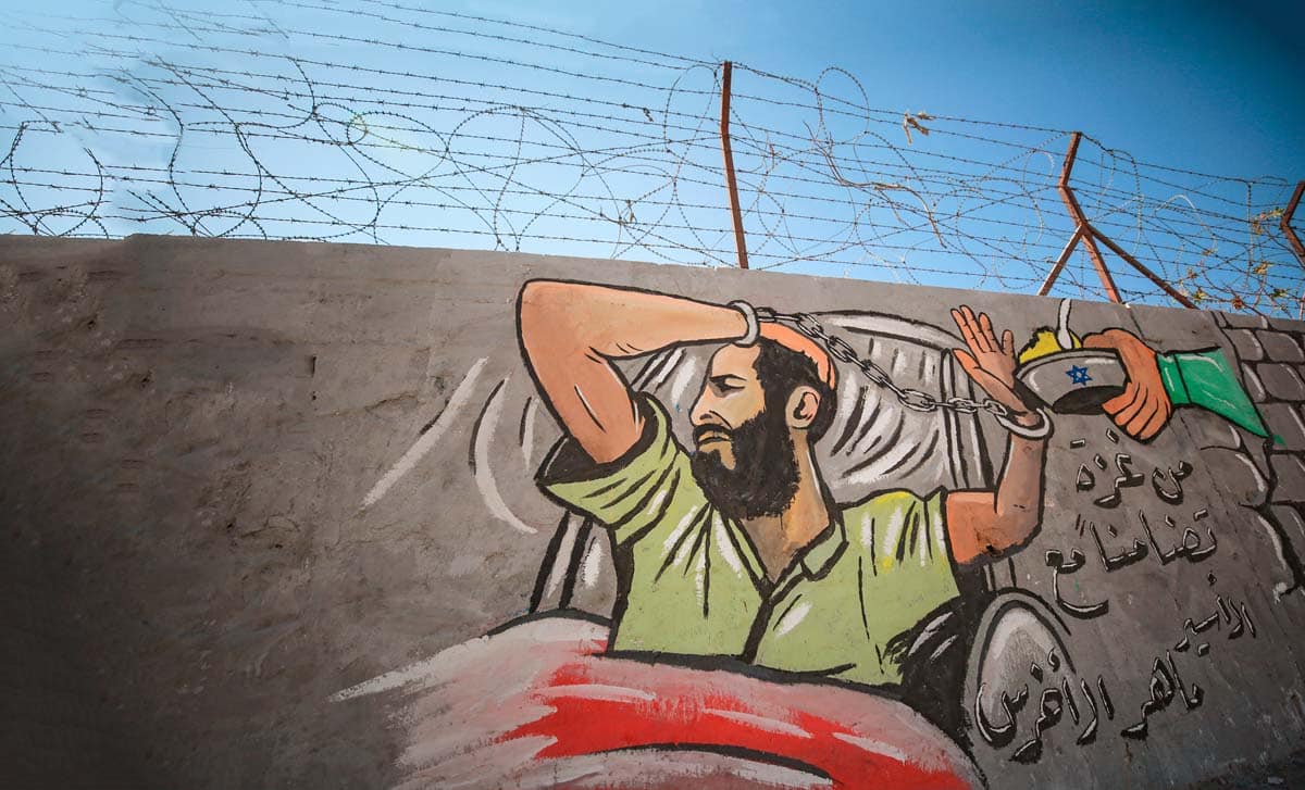 Graffitis drawn on walls in support of Palestinian prisoners on hunger strike in Israeli jails