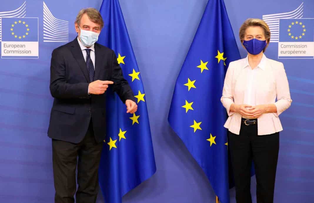 European Commission President Ursula von der Leyen and European Parliament President David Sassoli in Brussels