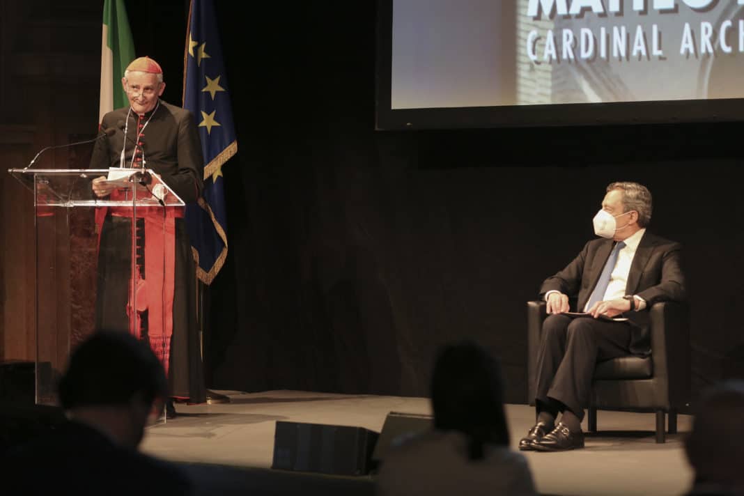 Bologna, Mario Draghi al Forum delle religioni a Palazzo Re Enzo
