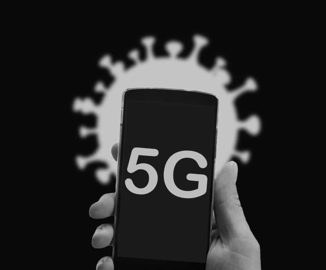 Concept for 5G technology and the possible relationship with the Coronavirus. Covid-19.