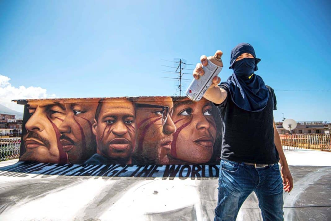 George Floyd, a Napoli un murale insieme a Lenin, M.L.King, Malcolm X e Angela Davis