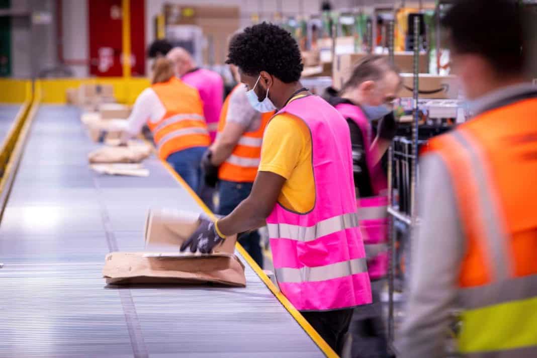 Parcel distribution center of the online retailer Amazon